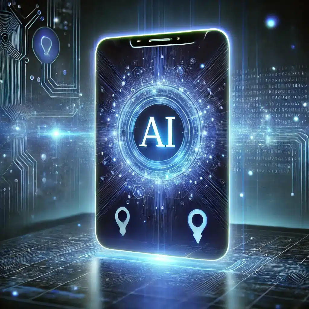 A futuristic digital interface showcasing AI-driven search results with a modern UI and glowing data streams, referencing Google SGE.