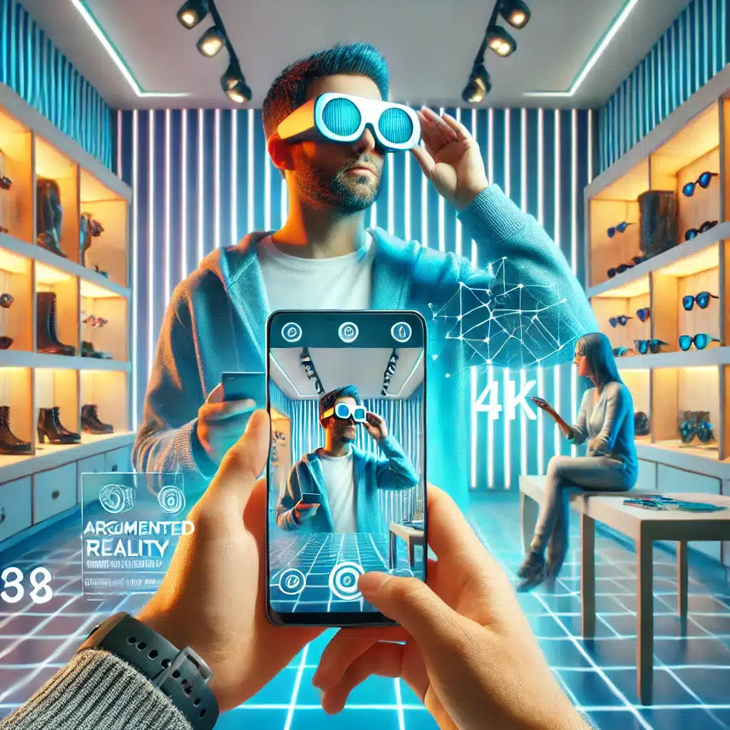 Shopping in augmented reality with glasses and livestream shopping.